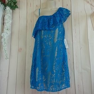 Trixxi Blue Lace Midi Dress